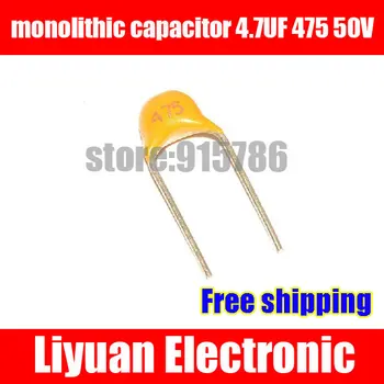 

Free shipping MLCC / monolithic capacitor 4.7UF 475 50V multi-layer ceramic capacitor / pitch 5.08MM / Accuracy 20%