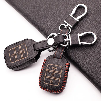 

Car style, 3 button hand-sewn leather remote control key box for honda hrv-v Jed Vezel XRV Jazz Crosstour Accord Civic Fit Pilot