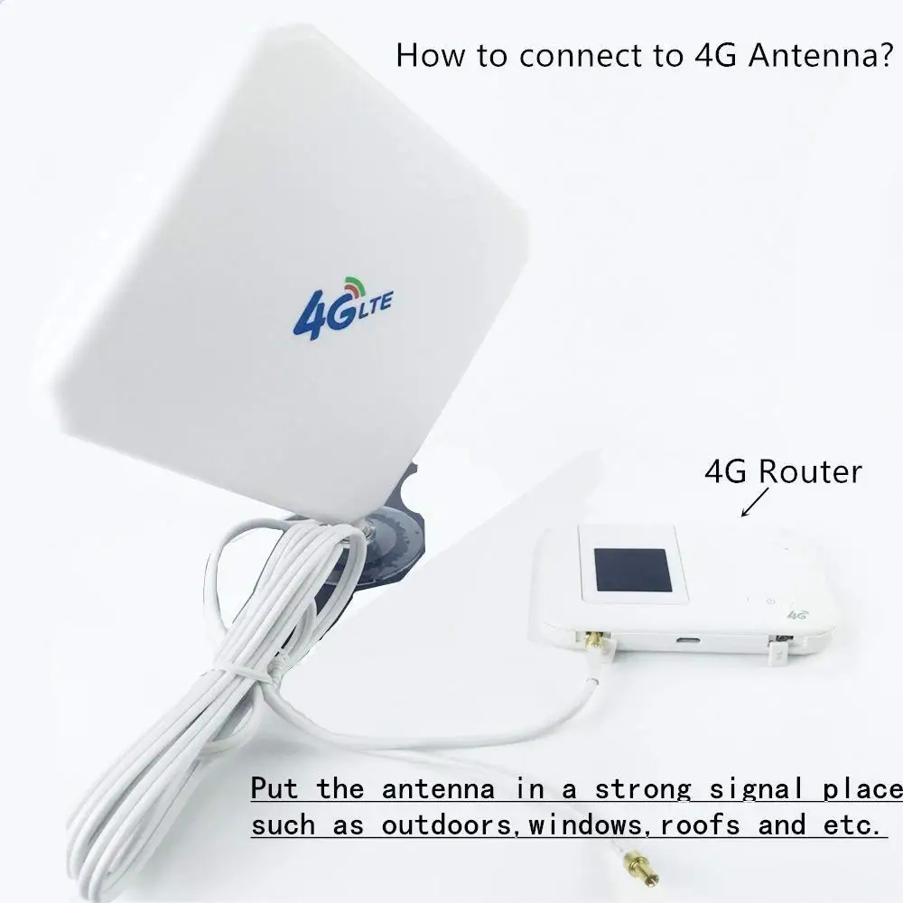 KuWfi 4G LTE Антенна 35dBi SMA разъем длинный диапазон сети с присоской для 4G модем/маршрутизатор/точка доступа с SMA Мужской C