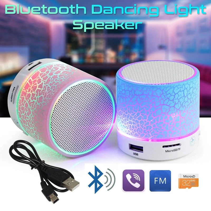 Q JRGK CRACK LED MINI Wireless Bluetooth Speaker TF USB Portable Music Sound Box Subwoofer Loudspeaker For Phone PC With Mic | Электроника