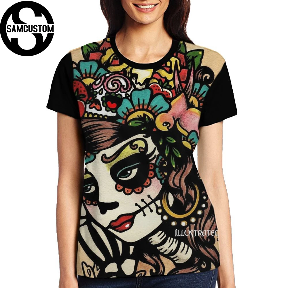 sugar skull t shirt women's