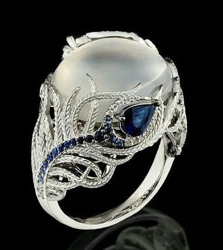 

The Moonstone of the lady of retro Ring Cubic Zirconia Engagement Wedding Band Rings for women men Wholesale Jewelry B2226