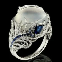 Лунный камень леди ретро кольцо кубический цирконий обручальное кольцо кольца для мужчин и женщин ювелирных изделий B2226