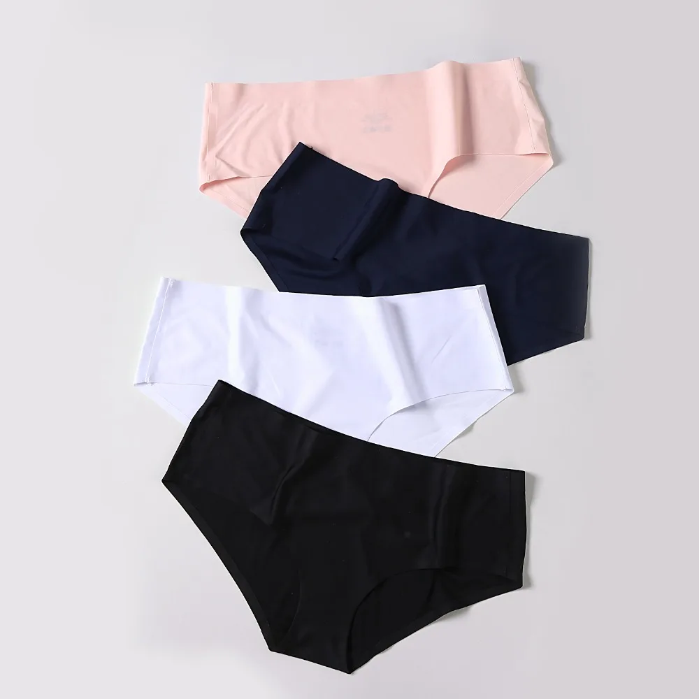 

Fashion 2 Pcs/lot Ice Silk Panties For Women Seamless Briefs Ultra-thin Underpants Middle Waist Underwear Female Intimates 2019