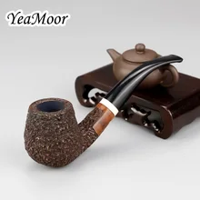 Белое кольцо, изогнутая бриарная труба 74 инструменты, трубка для курения табака 9 мм фильтр Carven курительная труба, случайный резной бриарный деревянный набор труб