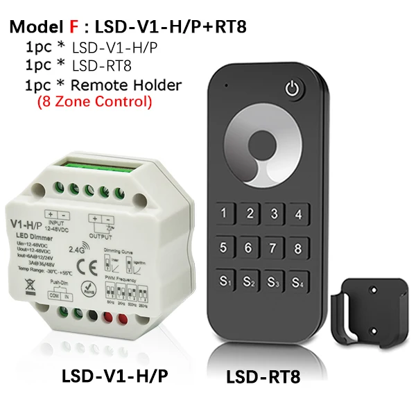 Светодиодный диммер 12 В 24 В ШИМ 2,4G светодиодный сенсорный RF беспроводной пульт дистанционного управления 36 в 48 в умный Wifi диммер контроллер для одноцветной светодиодной ленты - Цвет: Model F