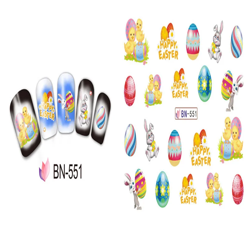 

Happy Easter Theme Stickers Art nail Water Decals Wraps Cartoon Sliders For Nail Decoration Manicure Colorful Tip best