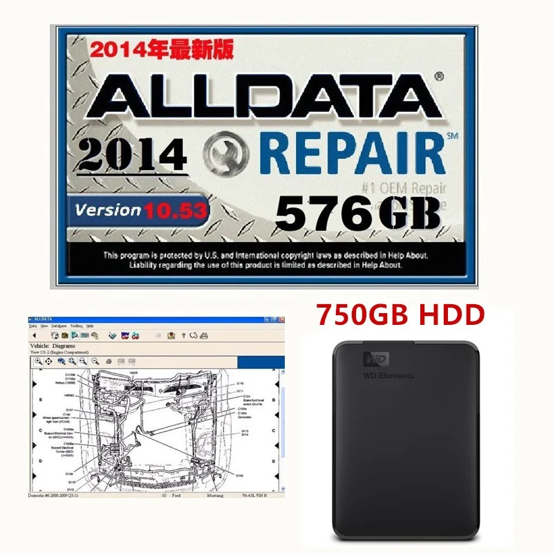 

Hot NEW Arrival alldata V10.53 auto repair software and All data car software with tech support for cars and trucks USB 3.0
