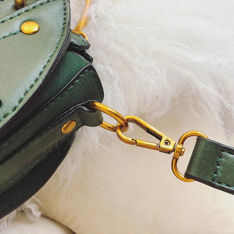 Fashion Women Metal Ring Handbag INS Popular Circular Leather Female Shoulder Bag Rivet Holiday Lady Luxury PU Crossbody SS3502 (13)