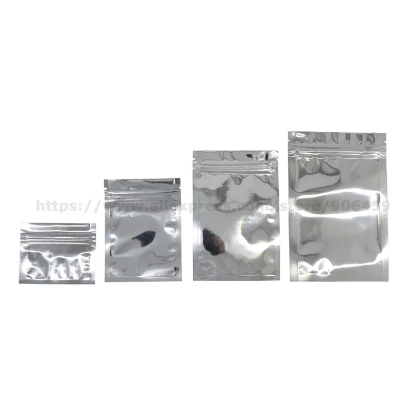 

100 Pcs Silver Antistatic Zip Lock Plastic Bags Keep Aroma,Air Tightness Silvery Metallic Plastic Packaging Pouches