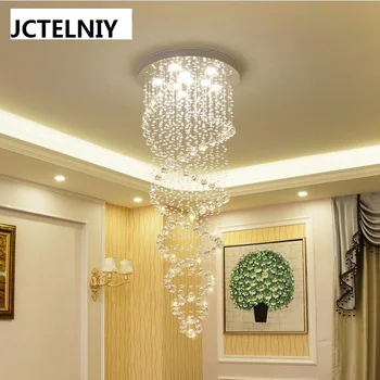

luxury crystal led lamp spiral lighting stair pendant light long pendant light