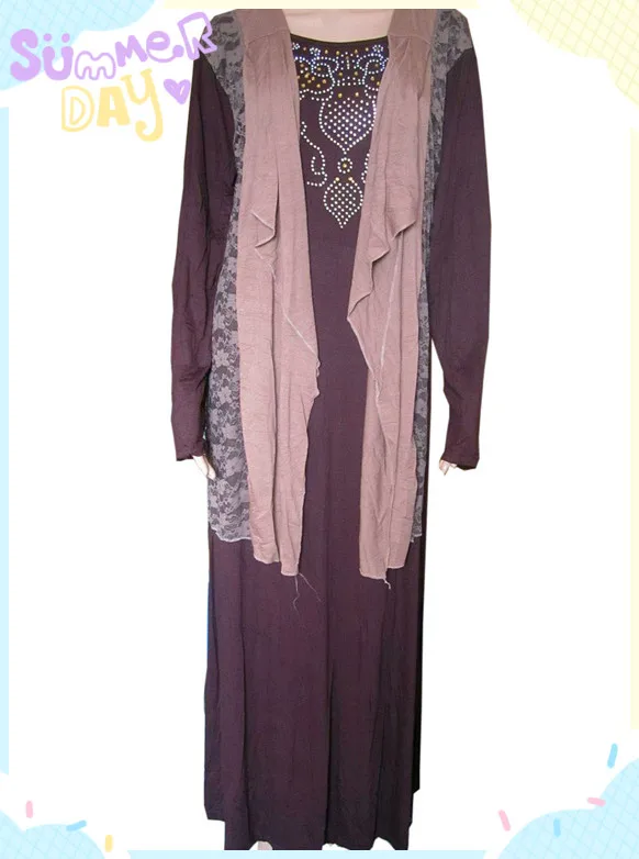 Распродажа: муслиновый халат с длинными рукавами ABAYA темно синий