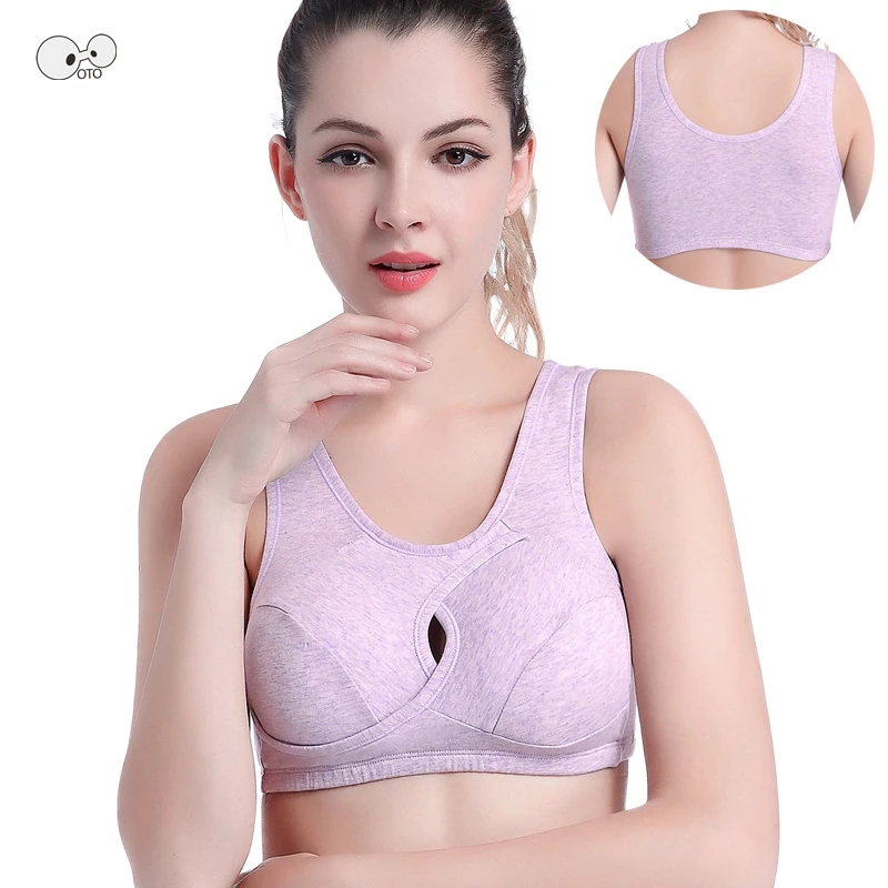 Wirefree Cotton Absorb Sweat Gym Sports Bra Push Up Women Fitness