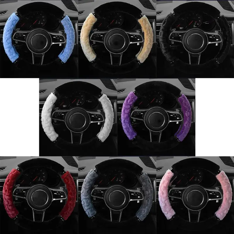 

Fashion 1 Pc Vehicle Car Velvet Steering Wheel Cover Winter Warm Plush Fluffy Wheel Protector Universal 38cm / 15" M Size