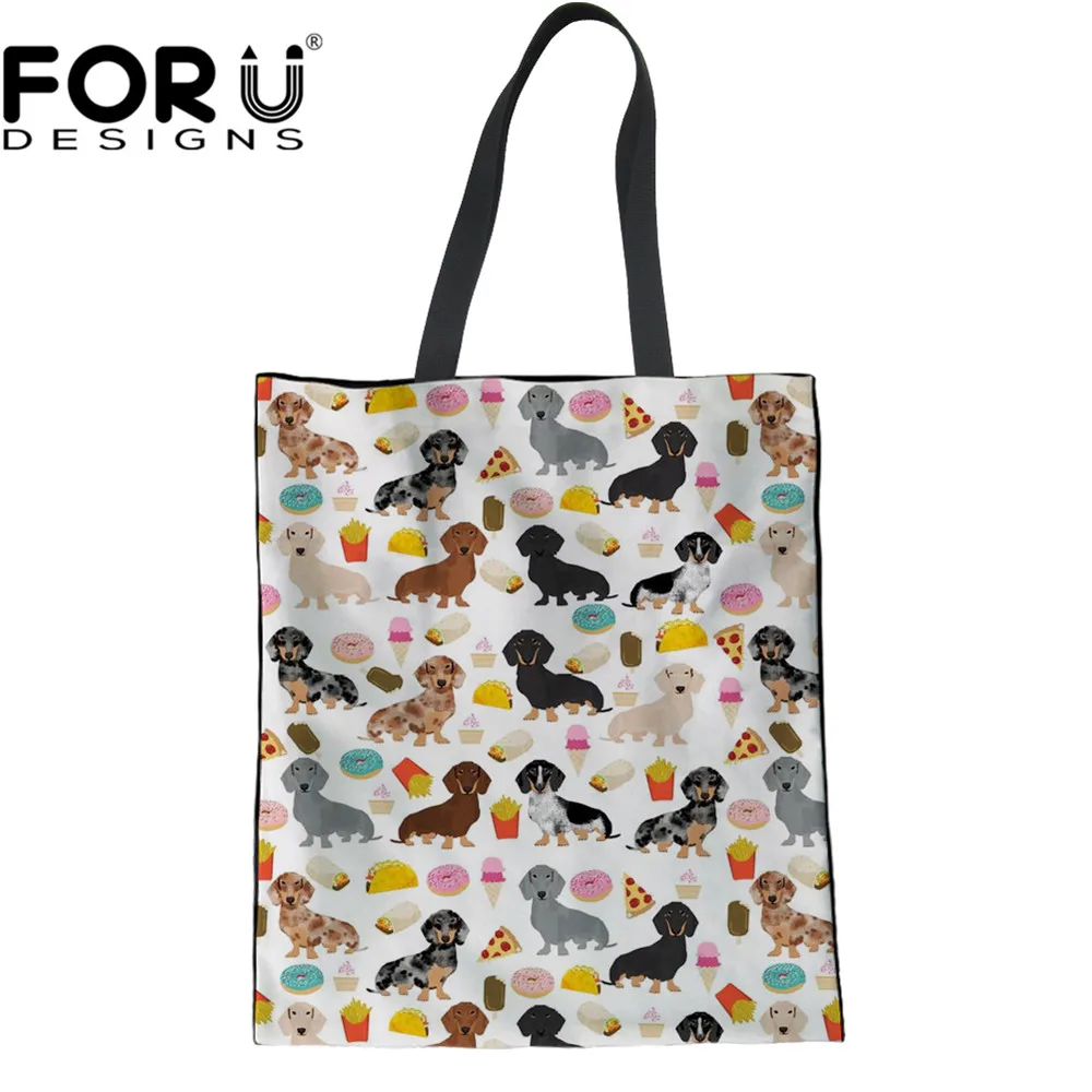 

FORUDESIGNS Animal Dachshund Dog Lovely Women's Shopper Bags Luxury Handbags Reusable Ladies Travel Eco Shopping Bag Woman Bolsa