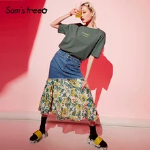 Sam's Tree, женские джинсовые юбки в стиле пэчворк, летние,, прямые, офисные, женские, длинные, джинсовые юбки, дизайн, юбки-карандаш, плиссированные юбки