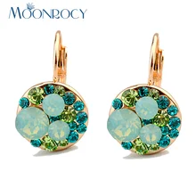 MOONROCY Модные серьги с кубическим цирконием цвета розового золота австрийский кристалл для женщин подарок Прямая