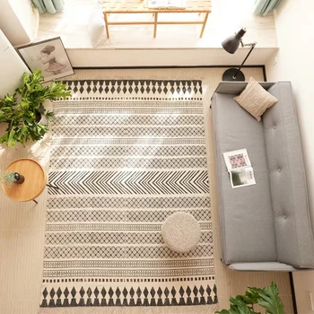 

Nordic style 100% cotton geometric rug , Moroccan handmade decoration coffee table carpet,dining room floor mat