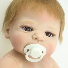 Полностью силиконовая виниловая 22 дюйма 58 см кукла новорождённого ребенка кукла ручной работы Жесткий Силиконовый реалистичный младенец куклы классические детские подарки соска