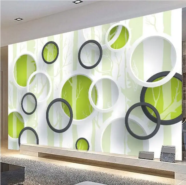 

Custom 3D Mural Wallpaper Modern Geometric Circles Canvas Wallpaper Roll For Living Room TV Background Wall Covering Paper