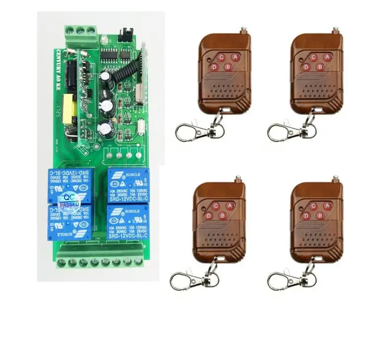 

best 10A 1000w AC 85v~250V 110V 220V 230 V 4CH Wireless Remote Control Switch Relay Output Radio RF 4*Transmitter and 1 Receiver