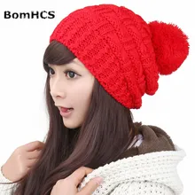 BomHCS 6 цветов простые милые женские зимние трикотажные изделия теплая ручная шапочка шляпы Уличная мода Skully cap
