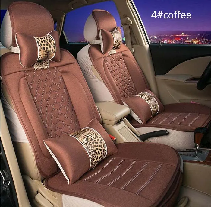 

automobile Auto Car Seat Cover full sets Universal Fit 5 seat SUV sedans front/back seat mats fabric leopard design Wh