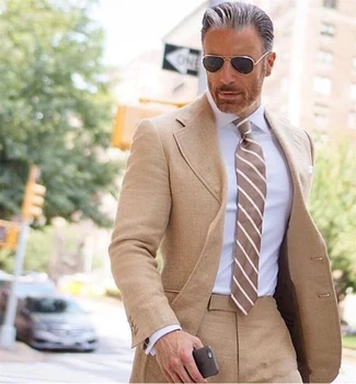 

New Design Beige Men Suit 2020 Formal Wedding Suits Dress For Men Notch Collar 2 Pieces Slim Fit Suit Mens Tuxedo Custom Made