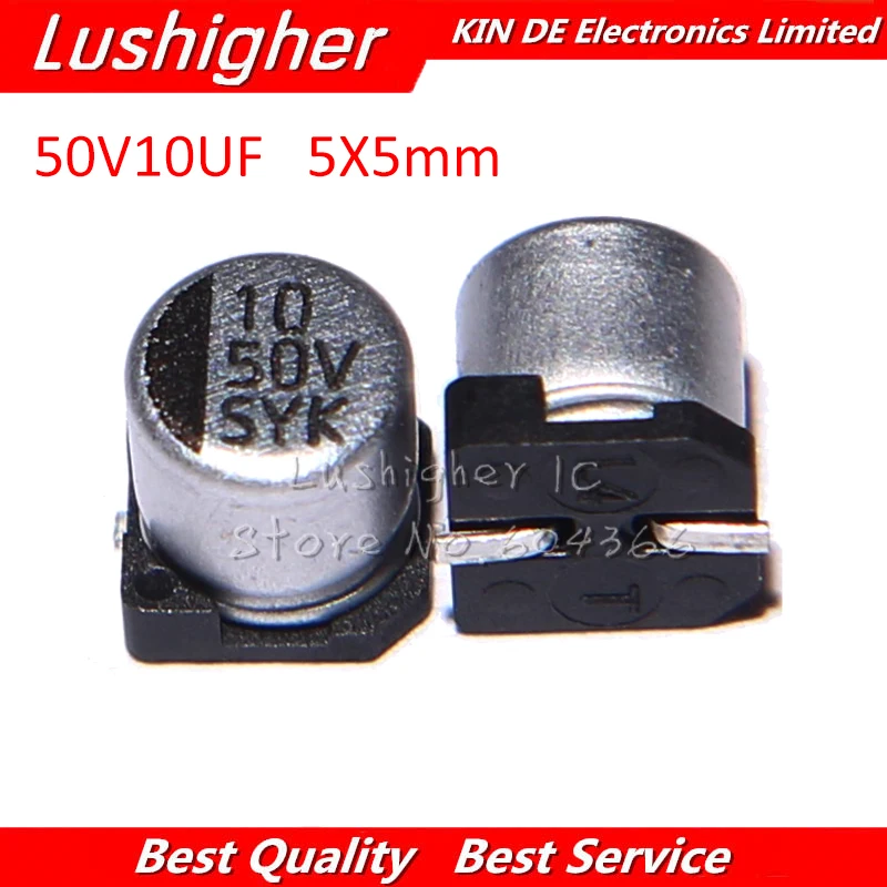 

10pcs 50V 10UF Size 5x5mm SMD 50V10UF Aluminum Electrolytic Capacitor