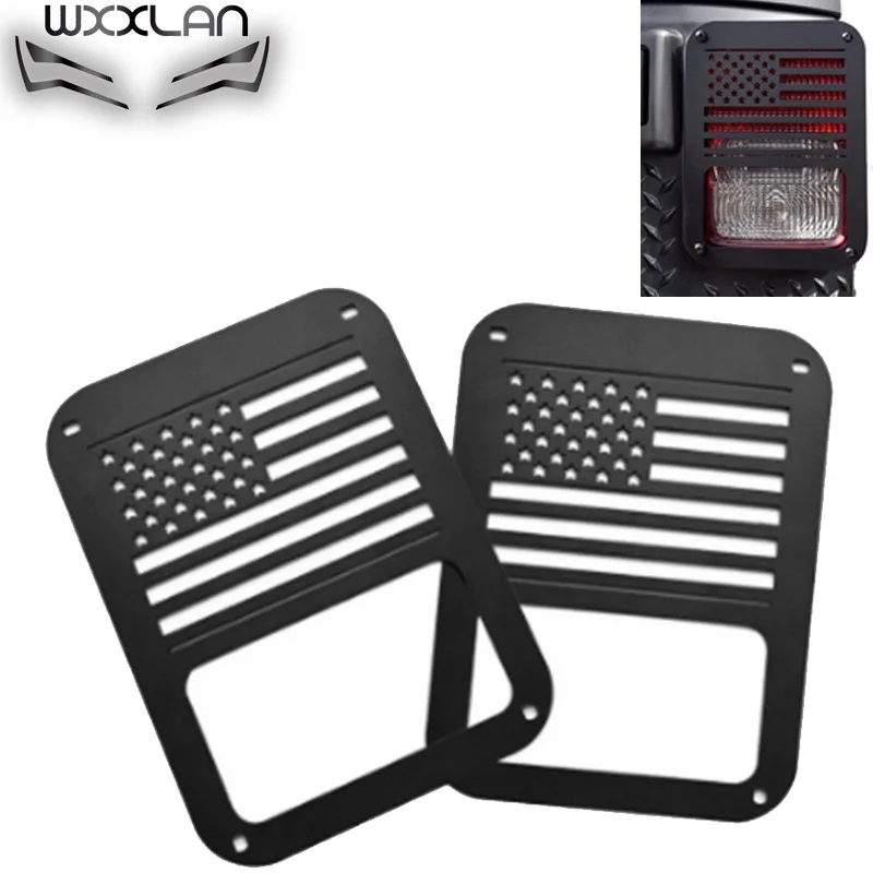 Wxxlan Pair &quotAmerican US Flag&quot Tail Light Covers Guards Protectors For 2007-2017 Jeep Wrangler JK Unlimited Accessories |