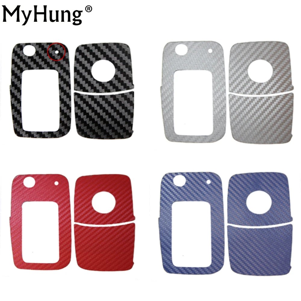 

Carbon Fiber Car Key Stickers Cover Case For Volkswagen VW B5 B6 MK4 MK5 Golf 6 Polo TIGUAN Seat 2pcs Car Interior Sticker
