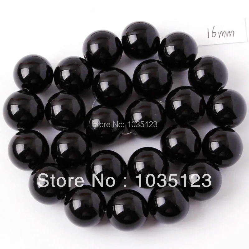

16mm Natural Black Agates Round Shape DIY Gems Loose Beads Strand 15" w236