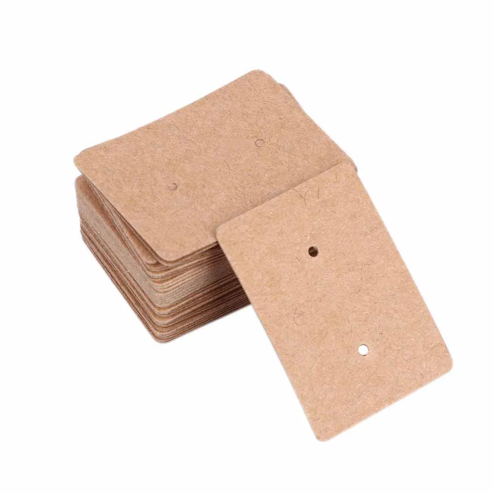 100 Pcs Earring Ear Studs Holder Paper Cards Brown Kraft Paper Jewelry Earring Hanging Display Cards Ear Studs Holder Display