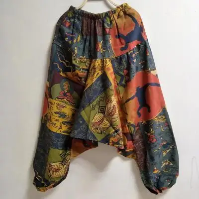 style 18 Женские Мешковатые Штаны-шаровары с эластичным поясом, свободные брюки-фонарики с заниженным шаговым швом, Женские винтажные штаны в стиле бохо, штаны в стиле этно, унисекс для влюбленных - Цвет: style 18