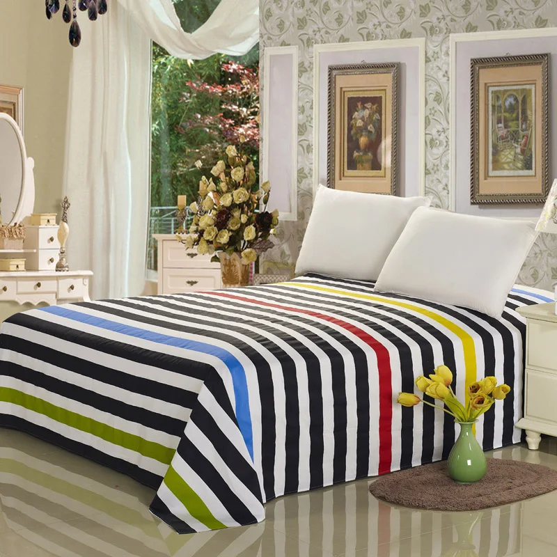 

Stripe British Style High-grade Bedsheet 100% Cotton Bed Sheet Mattress Cover Queen Double Protector 1 Piece Free Shipping