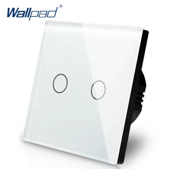 

2 Gang Dimmer Switch 1 Way Wallpad Luxury White Crystal Glass Wall Switch Touch Switch Normal 110-250V European Standard