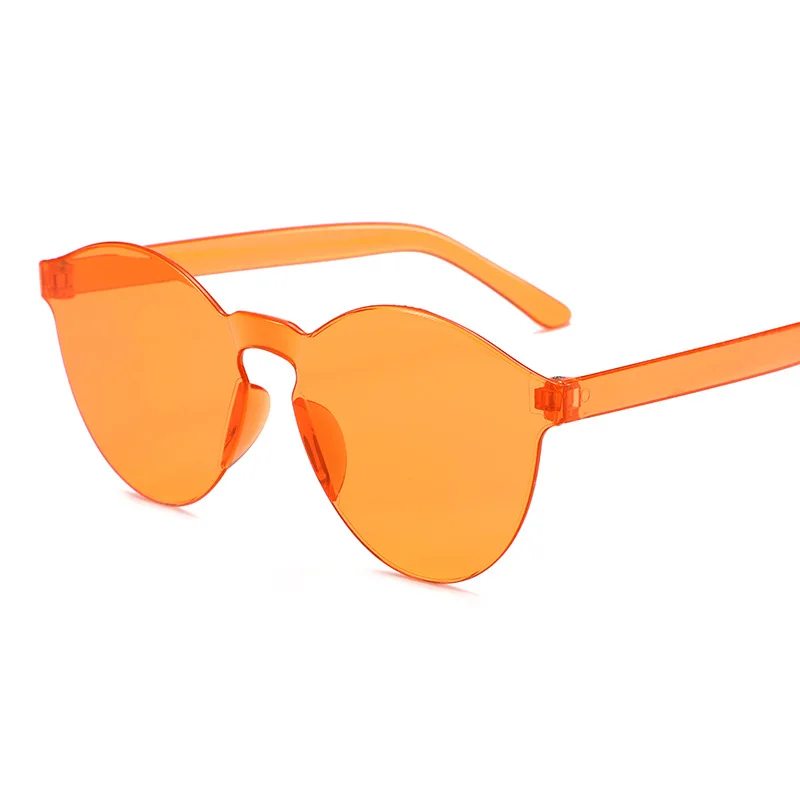 Бескаркасные Соединенные прозрачные очки, солнцезащитные очки для женщин, яркие цвета, цельные морские очки, красные - Цвет линз: C6
