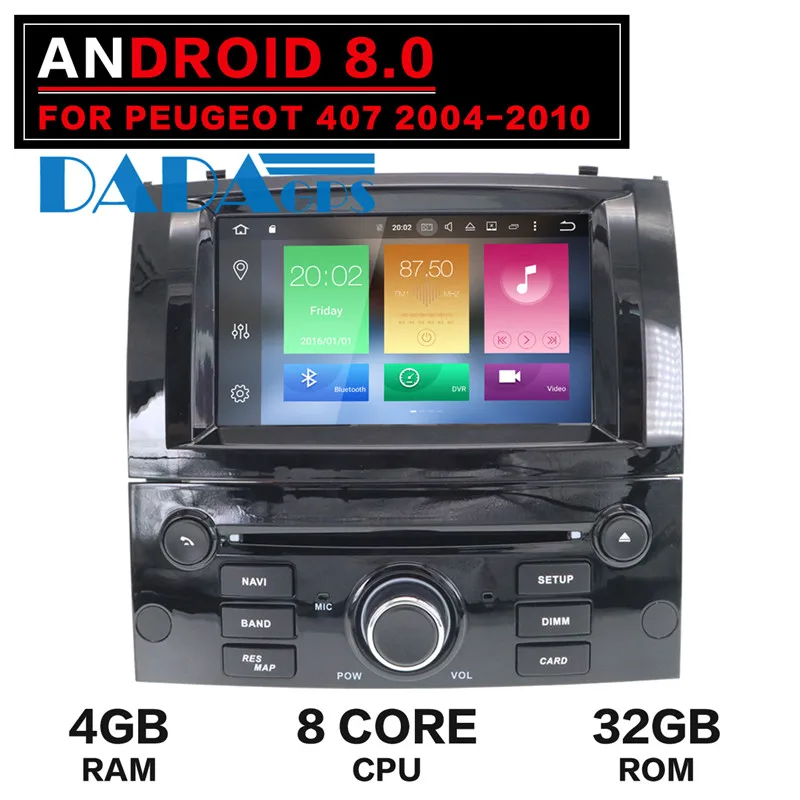 Sale Android 8.0 7.1 Car Radio Stereo DVD Player GPS Headunit for Peugeot 407 2004-2006 2007 2008 2009 2010 Car Auto Audio Multimedia 5