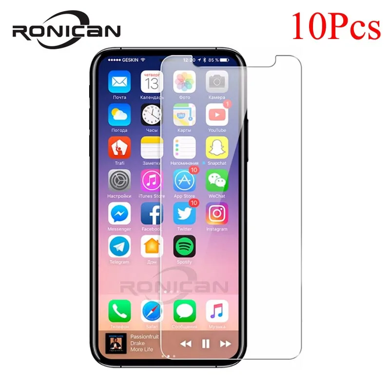

10Pcs Tempered Glass on iPhone XS MAX XR RONICAN Anti Scratch Screen Protector Glass Film For iPhone X XR Glass Screen Protector