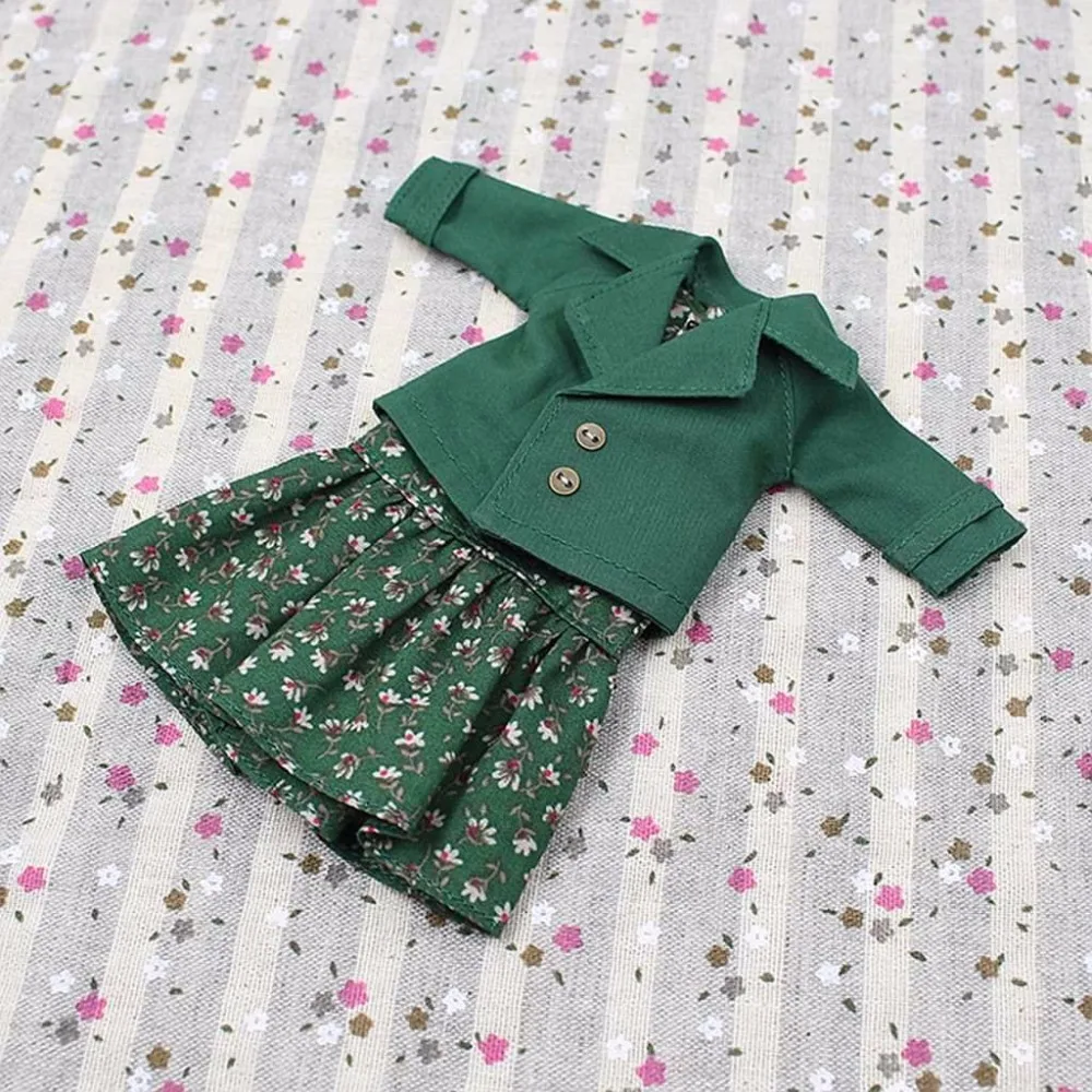 

For 12" Blyth doll doll Green Skirt suit jacket Clothes 2pcs