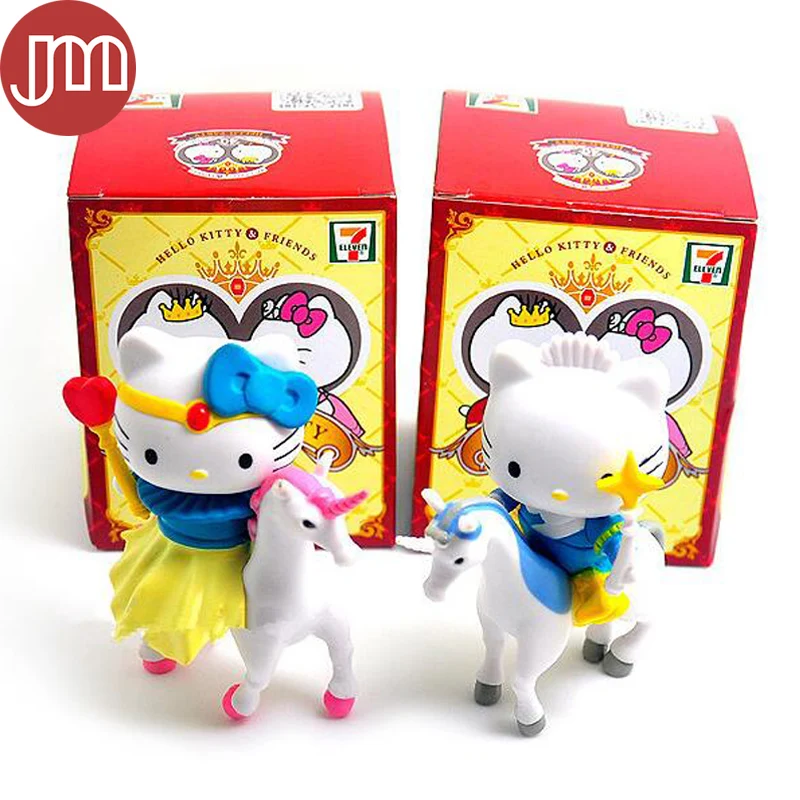 

New 2 PCS Hello Kitty Action Figures Anime Toys Horse Riding Prince Princess Wedding Model 40th Anniversary Collection Kids Gift