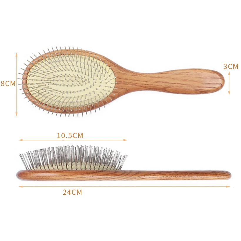Деревянная стальная игольчатая расческа для волос, расческа для волос, массаж головы, улучшение здоровья волос, деревянная расческа для распутывания волос