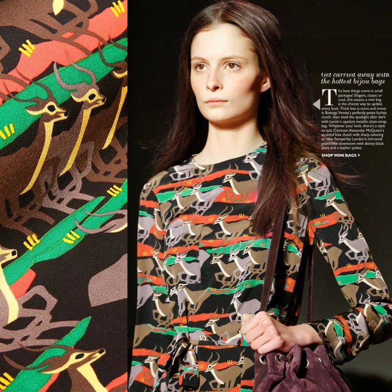 Show a unique flavor of digital printing fawn pattern thin cloth dress