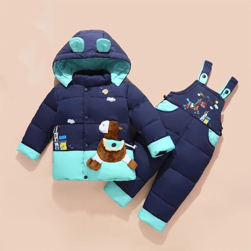 New Children's Boy Girl Set 1~4 Years Old Baby Down Coat and Pants