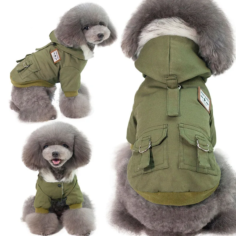 Зимняя одежда для собак меховой воротник домашнее животное пальто для собаки теплое Щенячий наряд Одежда для маленьких собак Французский бульдог домашнее животное куртка Ropa Para Perro