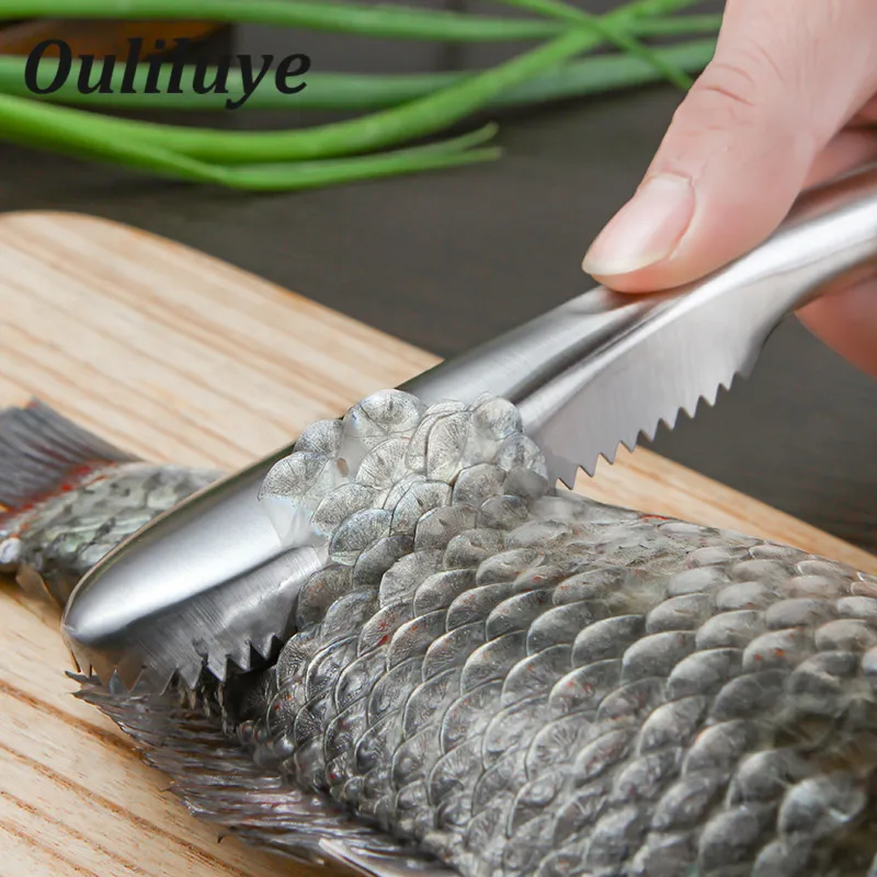 

Stainless Steel Cleaning Fish Scale Knife Scraper Peeler Remover Brush Seafood Tools Fish Skin Scaler Kitchen Tools Gadget 2018