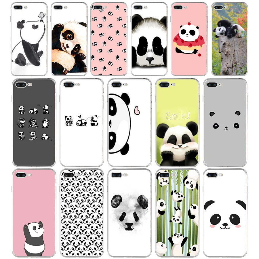 

66AQ Cute Panda Soft TPU Silicone Cover Case For Apple iPhone 6 6s 7 8 plus Case