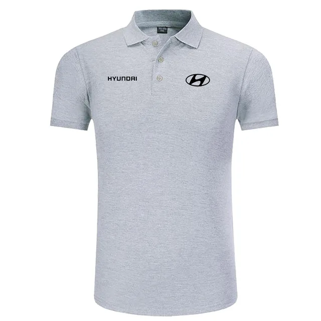 Hyundai logo Polo Shirt Men Brand Clothes Solid Color Polos Shirts