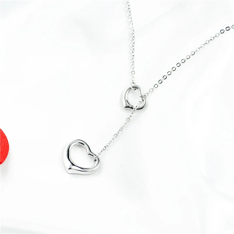 hollow hearts necklace woman 100% 925 Sterling silver nacklace Jewellery Clavicle chain pendant charms tassel silver necklace