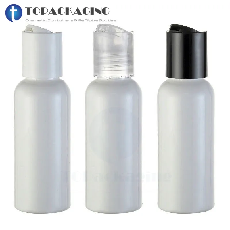 

50PCS/LOT-50ML Press Screw Cap Bottle,White Plastic Cosmetic Container,Empty Essential Oil Bottle,Sample Shampoo Sub-bottling